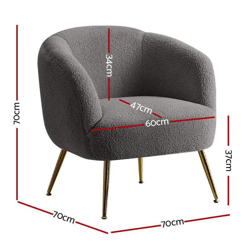 Artiss Armchair Lounge Chair Accent Chairs Arm Armchairs Sherpa Boucle Charcoal Payday Deals