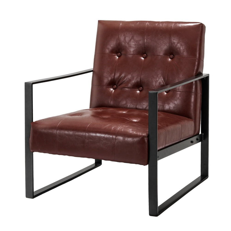 Artiss Armchair Lounge Chair Accent Chairs PU Leather Sofa Brown Metal Frame Payday Deals