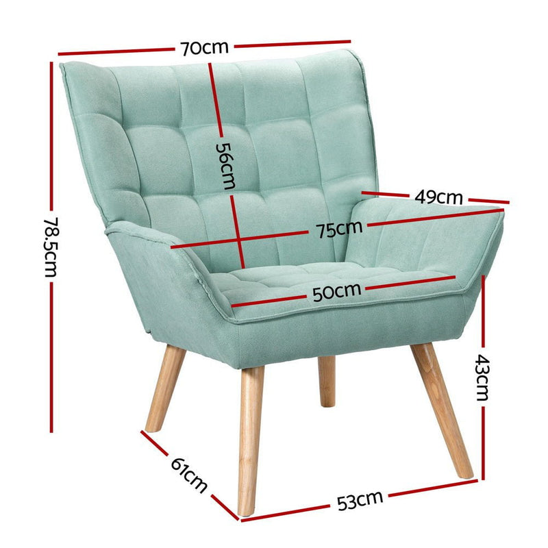 Artiss Armchair Lounge Chair Accent Chairs Sofa Linen Fabric Cushion Seat Blue Payday Deals