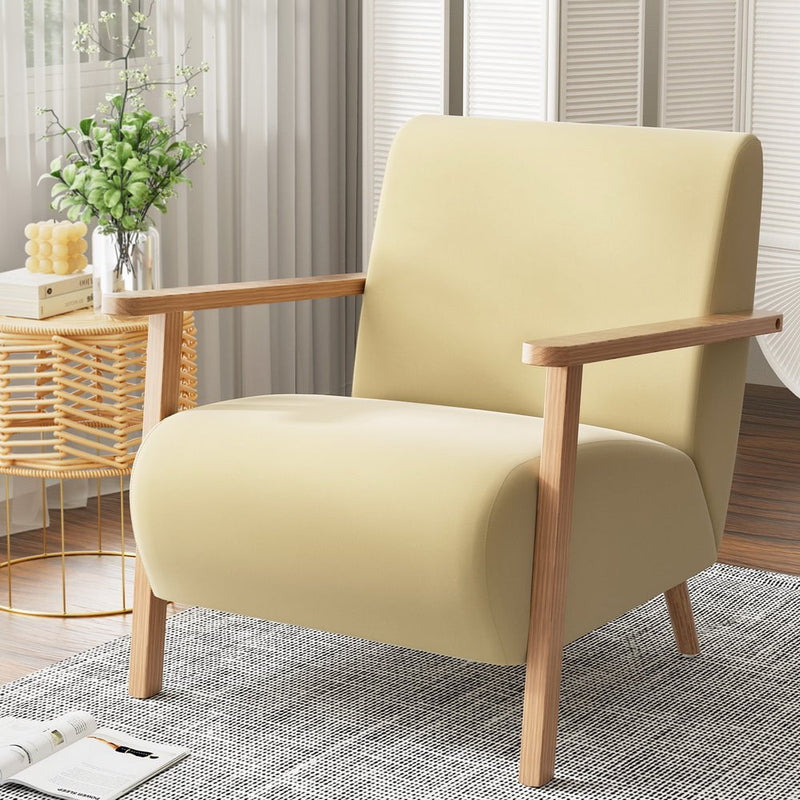 Artiss Armchair Velvet Yellow Olie Payday Deals