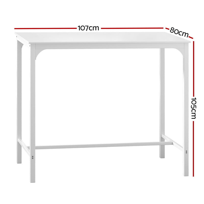 Artiss Bar Table Dining Desk High Kitchen Shelf Metal Legs Cafe Pub White Payday Deals