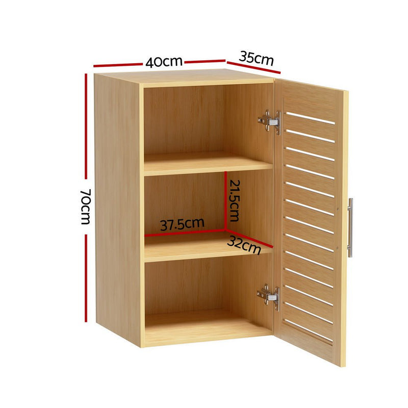 Artiss Bathroom Storage Cabinet 70cm wooden 2 Tier Shelf Wall Mounted JILL Payday Deals