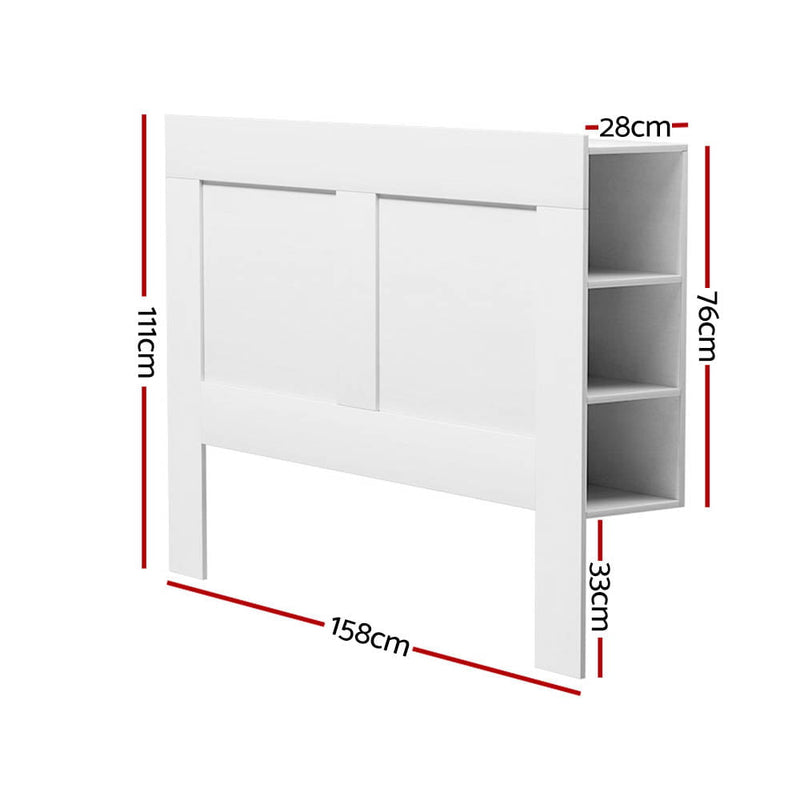 Artiss Bed Frame Double Size Bed Head with Shelves Headboard Bedhead Base White Payday Deals