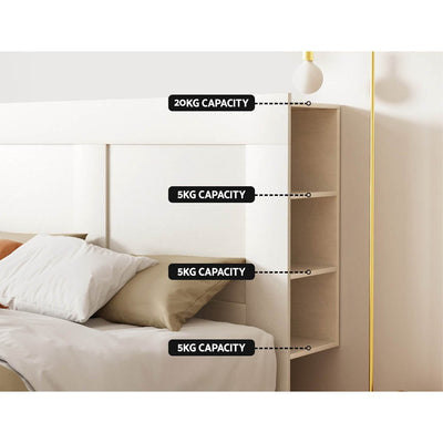 Artiss Bed Frame Double Size Bed Head with Shelves Headboard Bedhead Base White Payday Deals