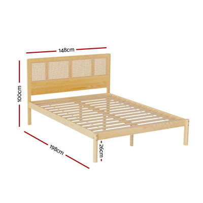 Artiss Bed Frame Double Size Rattan Wooden RITA Payday Deals