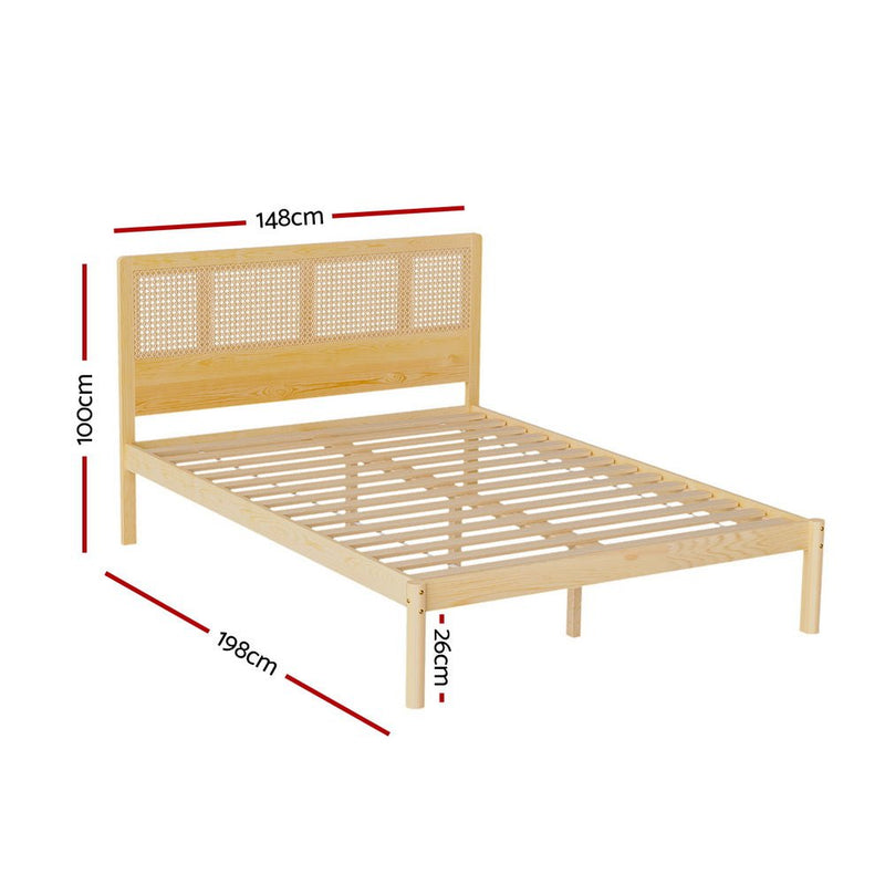 Artiss Bed Frame Double Size Rattan Wooden RITA Payday Deals