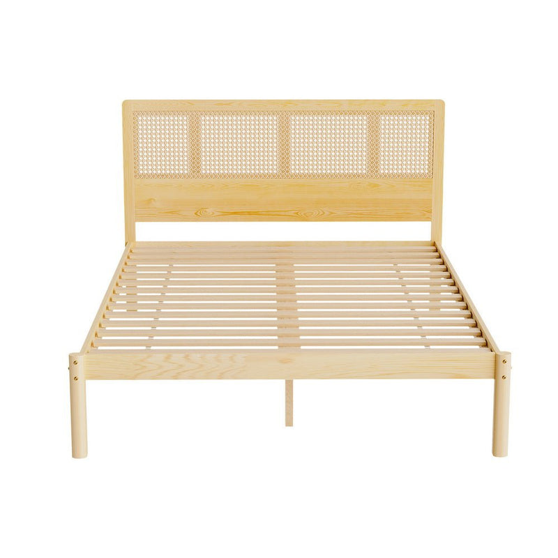 Artiss Bed Frame Double Size Rattan Wooden RITA Payday Deals