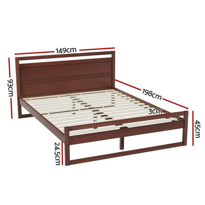 Artiss Bed Frame Double Size Wooden Walnut WITTON Payday Deals