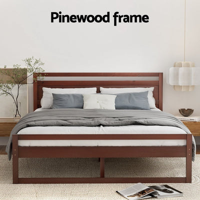 Artiss Bed Frame Double Size Wooden Walnut WITTON Payday Deals