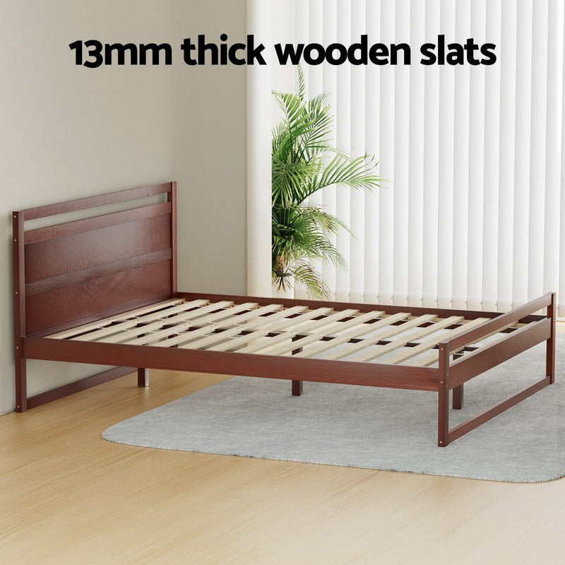 Artiss Bed Frame Double Size Wooden Walnut WITTON Payday Deals