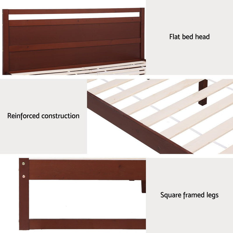 Artiss Bed Frame Double Size Wooden Walnut WITTON Payday Deals