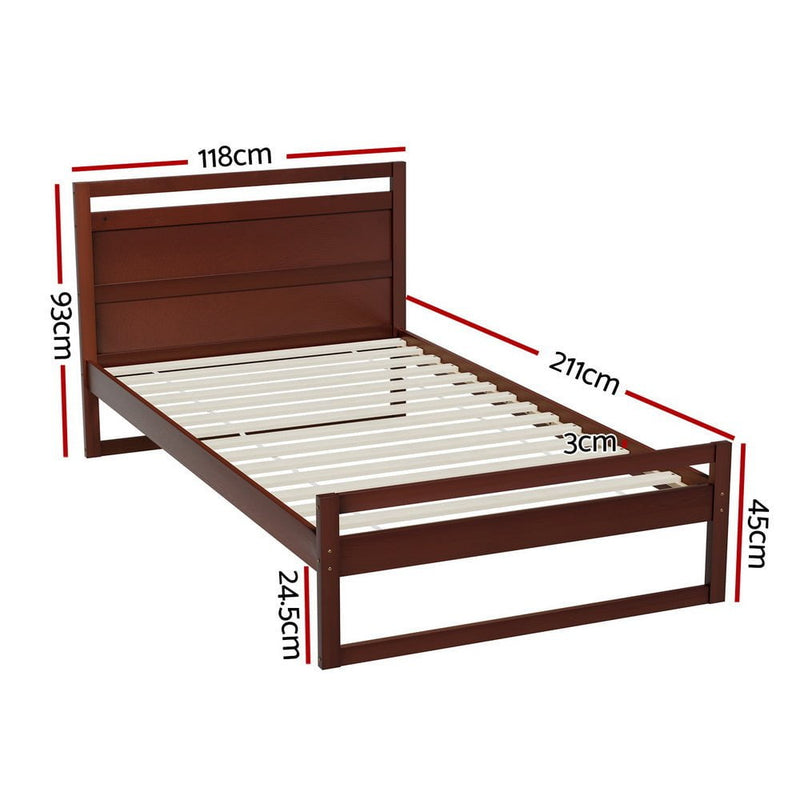 Artiss Bed Frame King Single Size Wooden Walnut WITTON Payday Deals