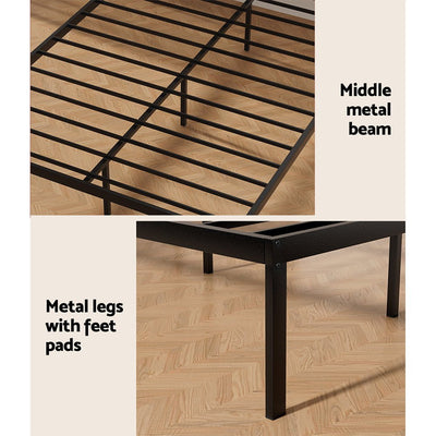 Artiss Bed Frame Metal Bed Base Double Size Platform Foundation Black PAULA Payday Deals