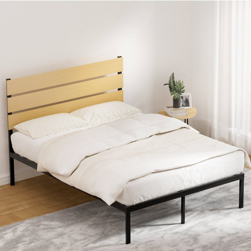 Artiss Bed Frame Metal Bed Base Double Size Platform Foundation Black PAULA Payday Deals