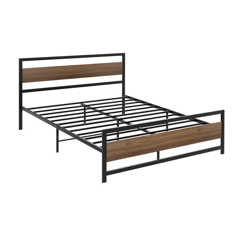 Artiss Bed Frame Metal Bed Base Double Size Platform Wooden Headboard Black DREW Payday Deals