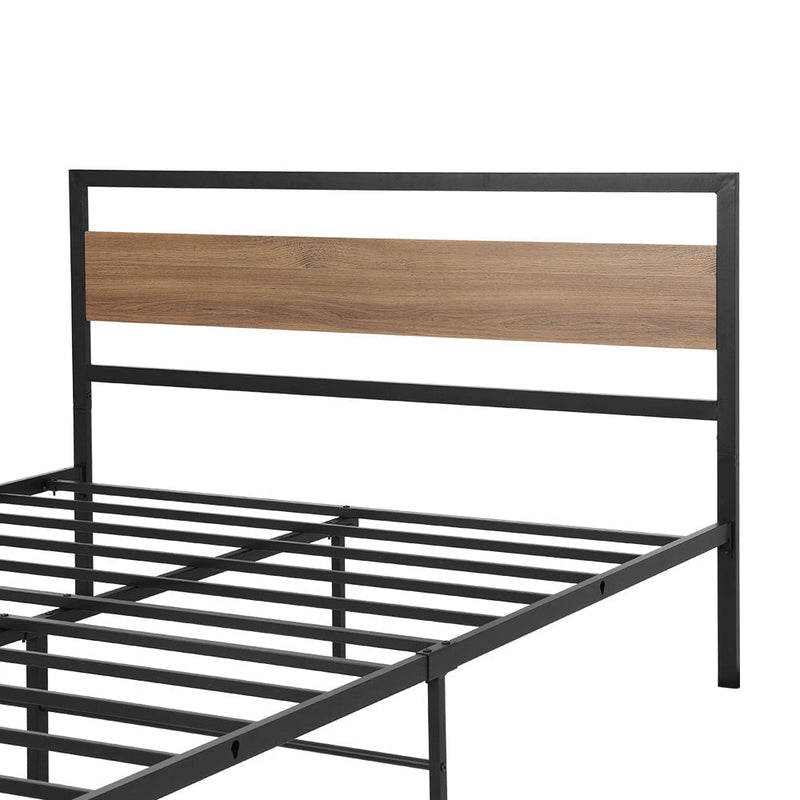 Artiss Bed Frame Metal Bed Base Double Size Platform Wooden Headboard Black DREW Payday Deals