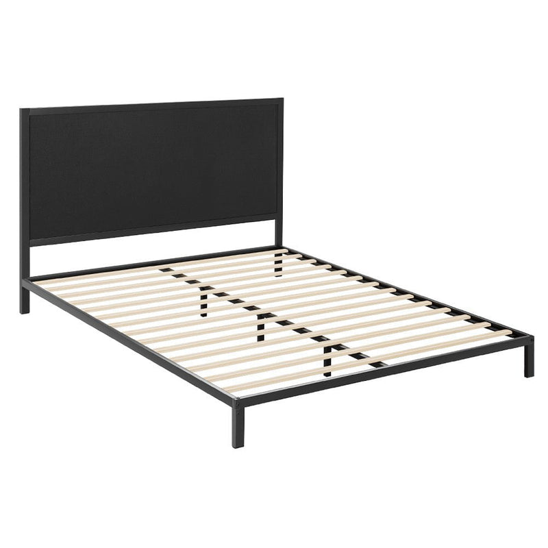 Artiss Bed Frame Metal Bed Base with Charcoal Fabric Headboard Queen Size PADA Payday Deals