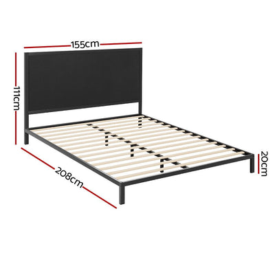 Artiss Bed Frame Metal Bed Base with Charcoal Fabric Headboard Queen Size PADA Payday Deals