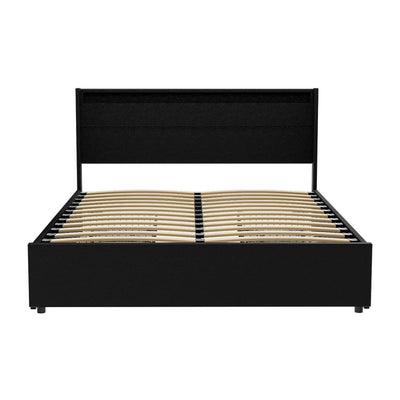 Artiss Bed Frame Queen Size LED with 4 Drawers Black DUNN Payday Deals