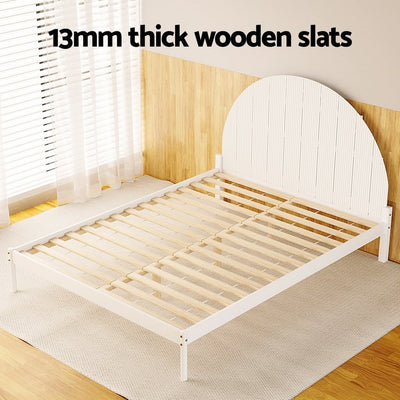 Artiss Bed Frame Queen Size Wooden White DALY Payday Deals