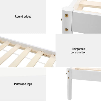 Artiss Bed Frame Queen Size Wooden White DALY Payday Deals