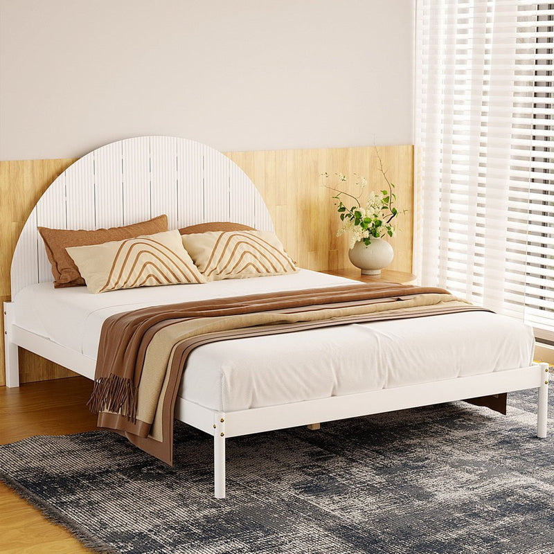 Artiss Bed Frame Queen Size Wooden White DALY Payday Deals