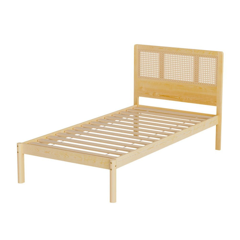 Artiss Bed Frame Single Size Rattan Wooden RITA Payday Deals