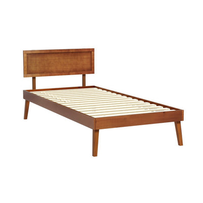 Artiss Bed Frame Single Size Wooden Bed Base Walnut SPLAY Payday Deals