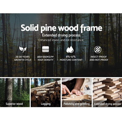 Artiss Bed Frame Single Size Wooden Mattress Base Timber Platform White Payday Deals