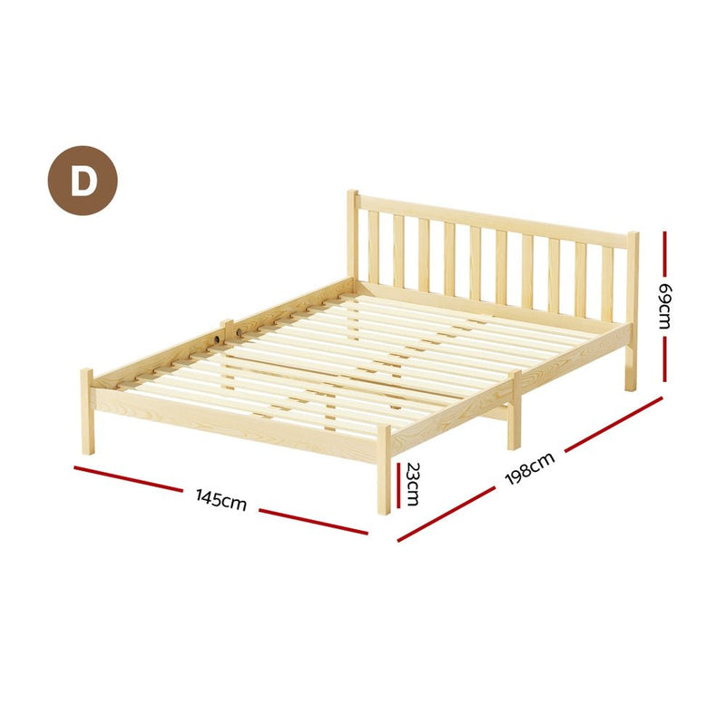 Artiss Bed Frame Wooden Double Size Bed Base Pine Timber Mattress Foundation Oak Payday Deals