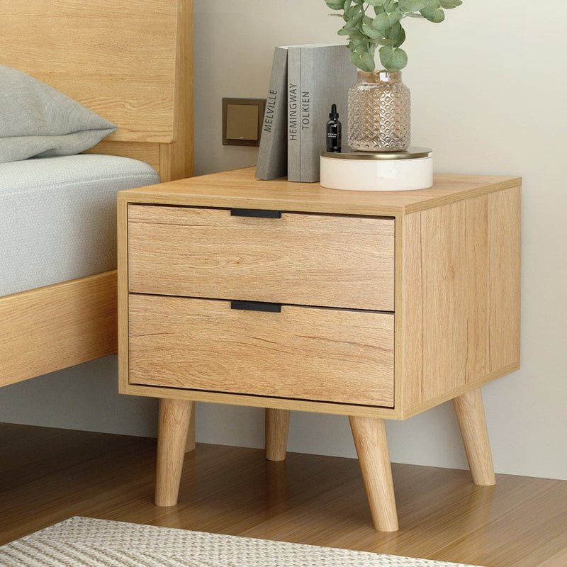 Artiss Bedside Table 2 Drawers Nightstand Side End Table Storage Cabinet Pine Payday Deals