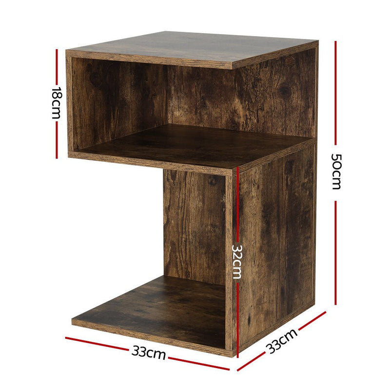 Artiss Bedside Table 2 Shelves Nightstand Side End Lamp Table Bedroom Rust Oak Payday Deals