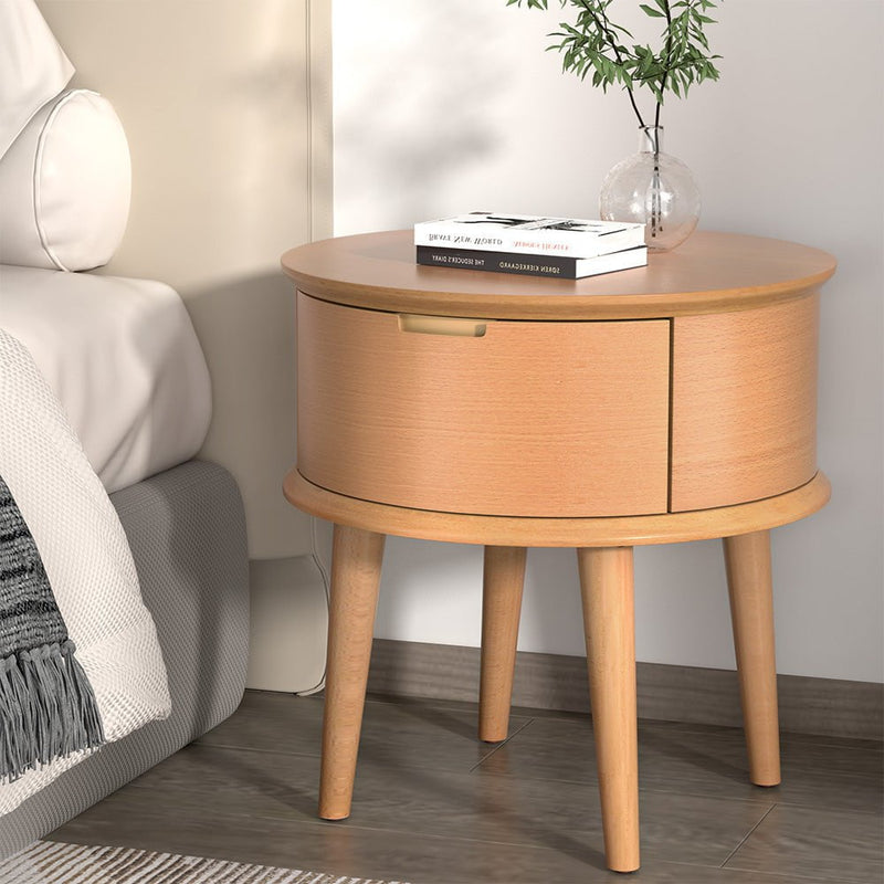 Artiss Bedside Table Curved Drawers Side End Table Nightstand Legs Bedroom Oak Payday Deals