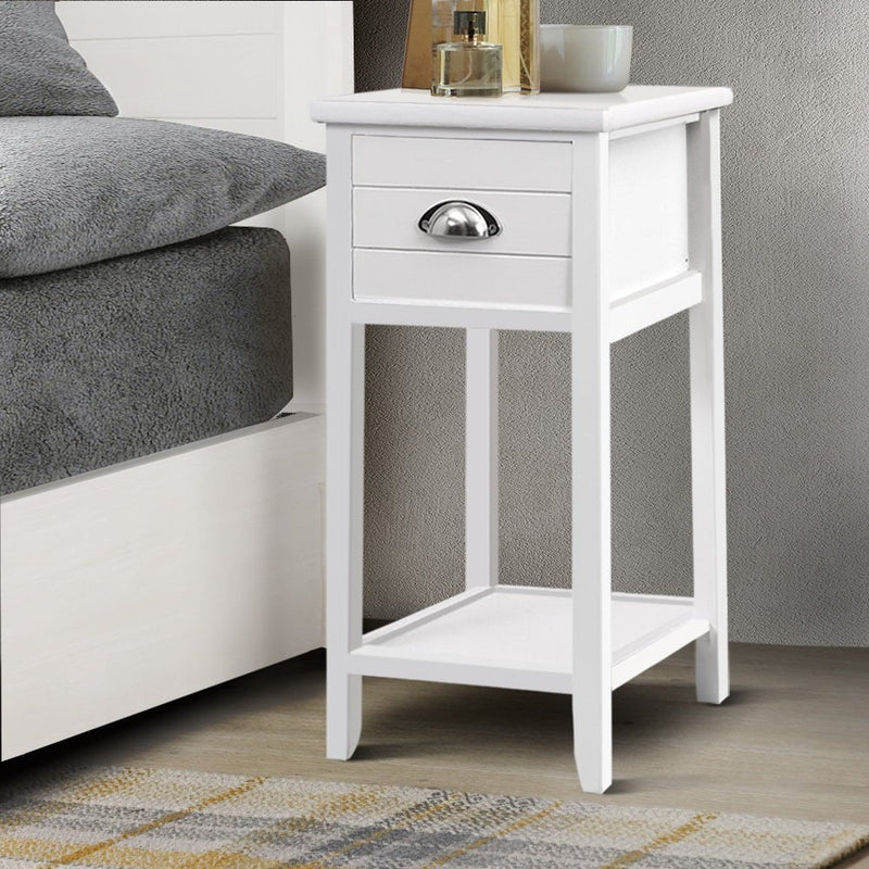 Artiss Bedside Table Nightstand Drawer Storage Cabinet Lamp Side Shelf White Payday Deals