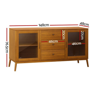 Artiss Buffet Sideboard Glass Doors - Oak Payday Deals