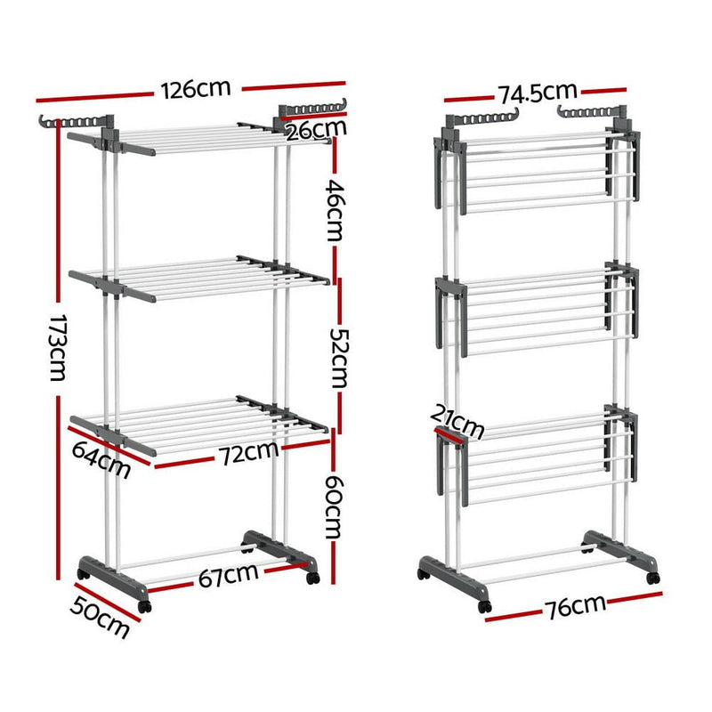 Artiss Clothes Drying Rack 173cm Coat Aier Hanger Foldable Payday Deals