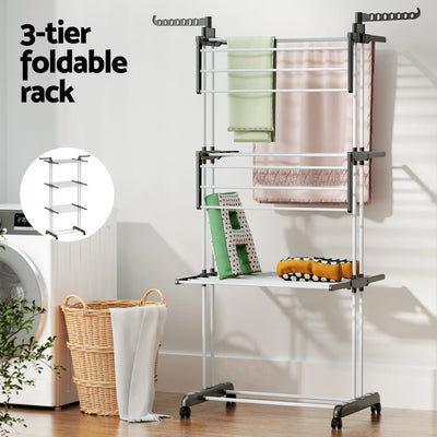 Artiss Clothes Drying Rack 173cm Coat Aier Hanger Foldable Payday Deals