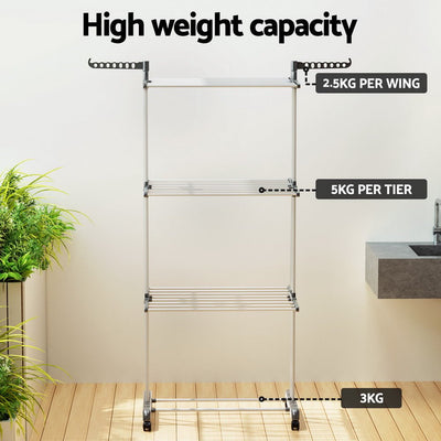 Artiss Clothes Drying Rack 173cm Coat Aier Hanger Foldable Payday Deals