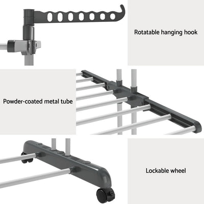 Artiss Clothes Drying Rack 173cm Coat Aier Hanger Foldable Payday Deals