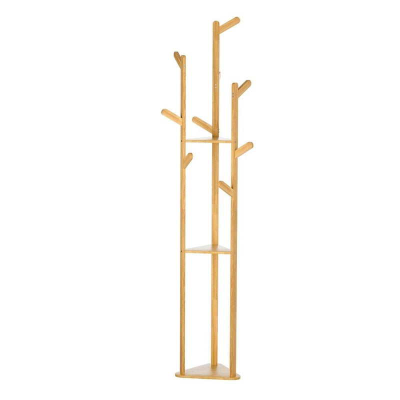 Artiss Clothes Rack Coat Stand 165cm 9 Hooks Tree Shelf Bamboo Payday Deals