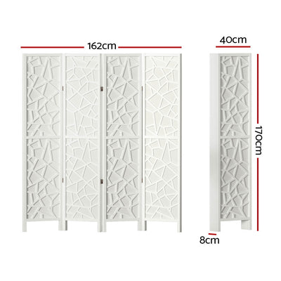 Artiss Clover Room Divider Screen Privacy Wood Dividers Stand 4 Panel White Payday Deals