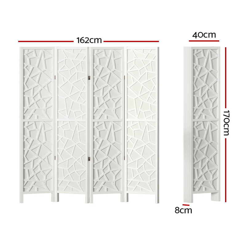 Artiss Clover Room Divider Screen Privacy Wood Dividers Stand 4 Panel White Payday Deals