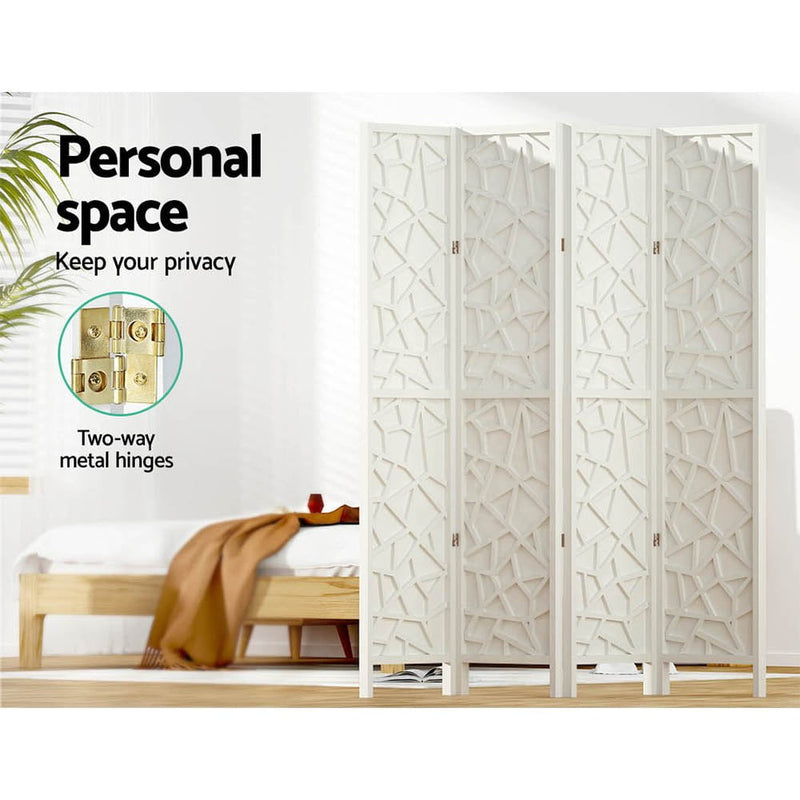 Artiss Clover Room Divider Screen Privacy Wood Dividers Stand 4 Panel White Payday Deals