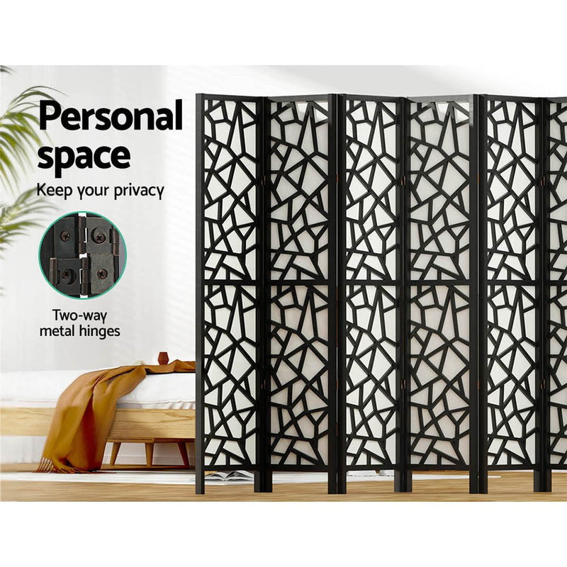 Artiss Clover Room Divider Screen Privacy Wood Dividers Stand 8 Panel Black Payday Deals