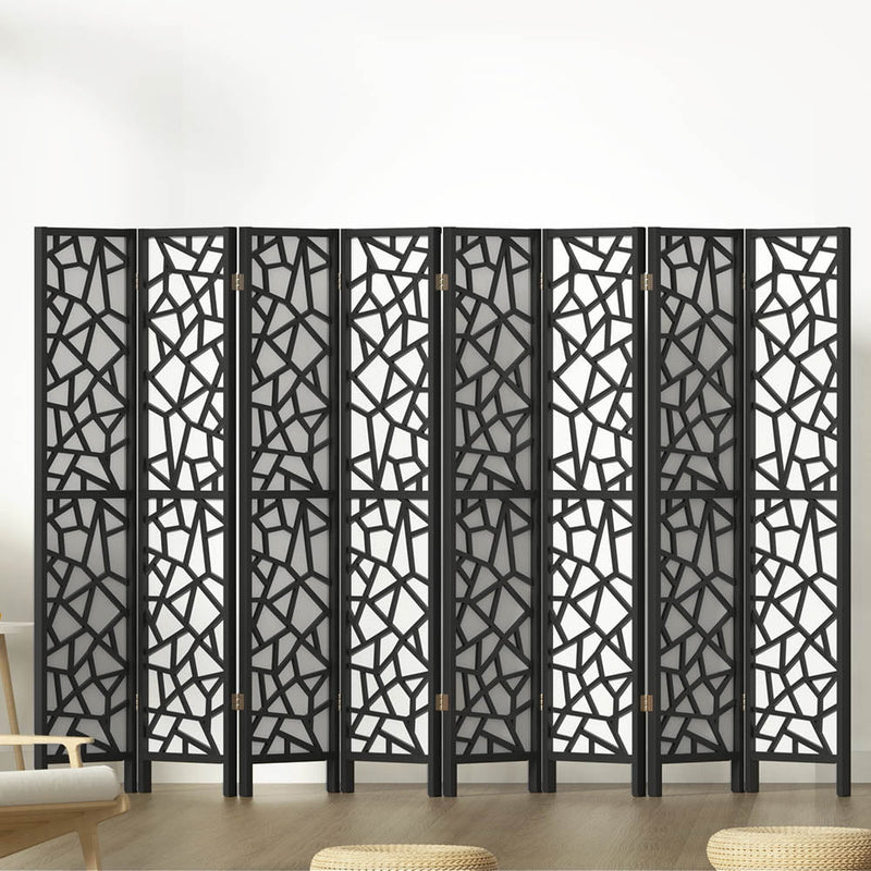 Artiss Clover Room Divider Screen Privacy Wood Dividers Stand 8 Panel Black Payday Deals