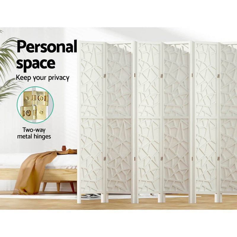 Artiss Clover Room Divider Screen Privacy Wood Dividers Stand 8 Panel White Payday Deals