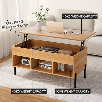 Artiss Coffee Table Lift-top Oak Payday Deals