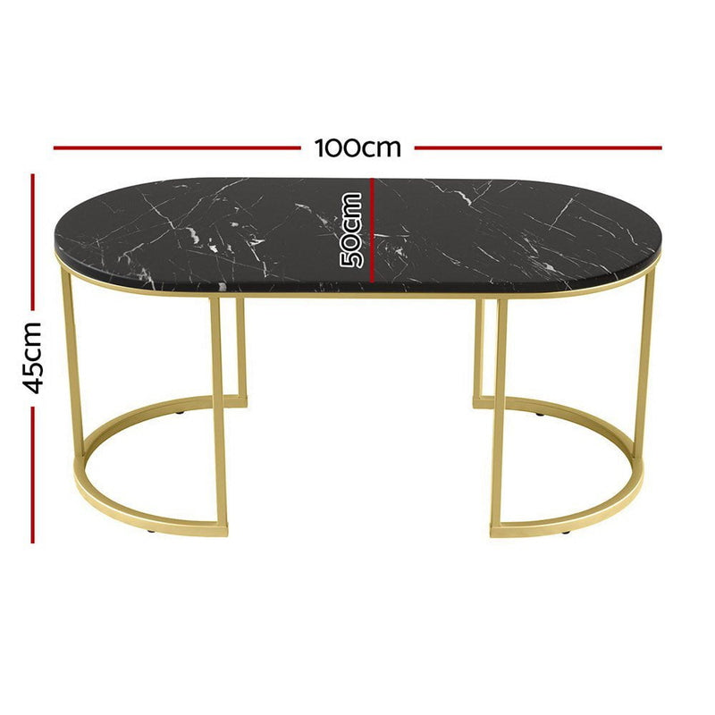 Artiss Coffee Table Marble Effect Black Payday Deals