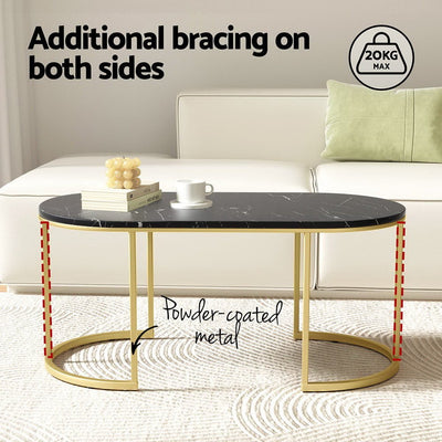 Artiss Coffee Table Marble Effect Black Payday Deals