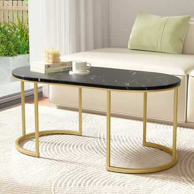 Artiss Coffee Table Marble Effect Black Payday Deals